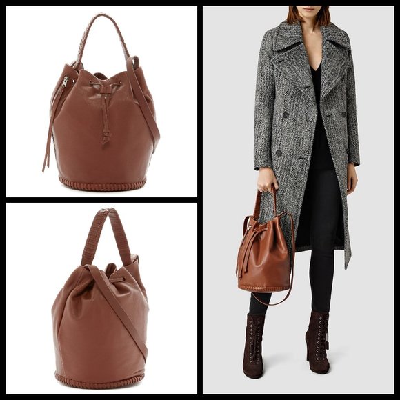 All Saints Handbags - 💕ALLSAINTS💕 Club Leather Bucket Bag Tan (Brown)